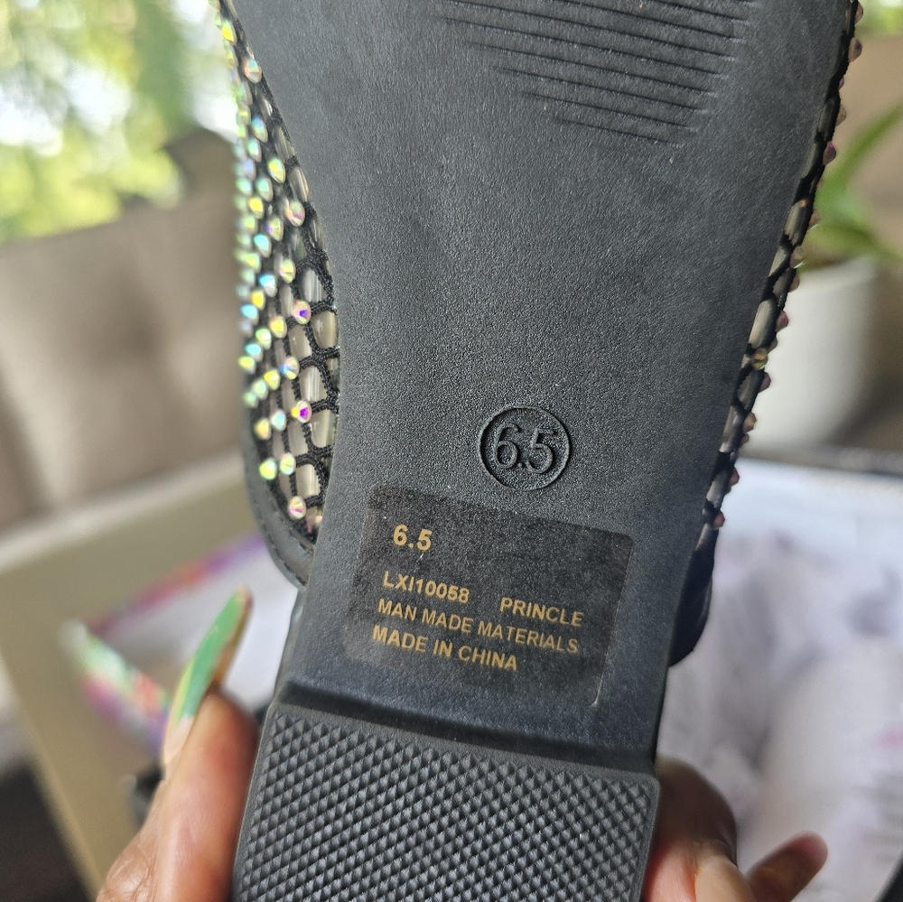 Cape Robbin Black and Gold Rhinestone Mules - Picture 4 of 6